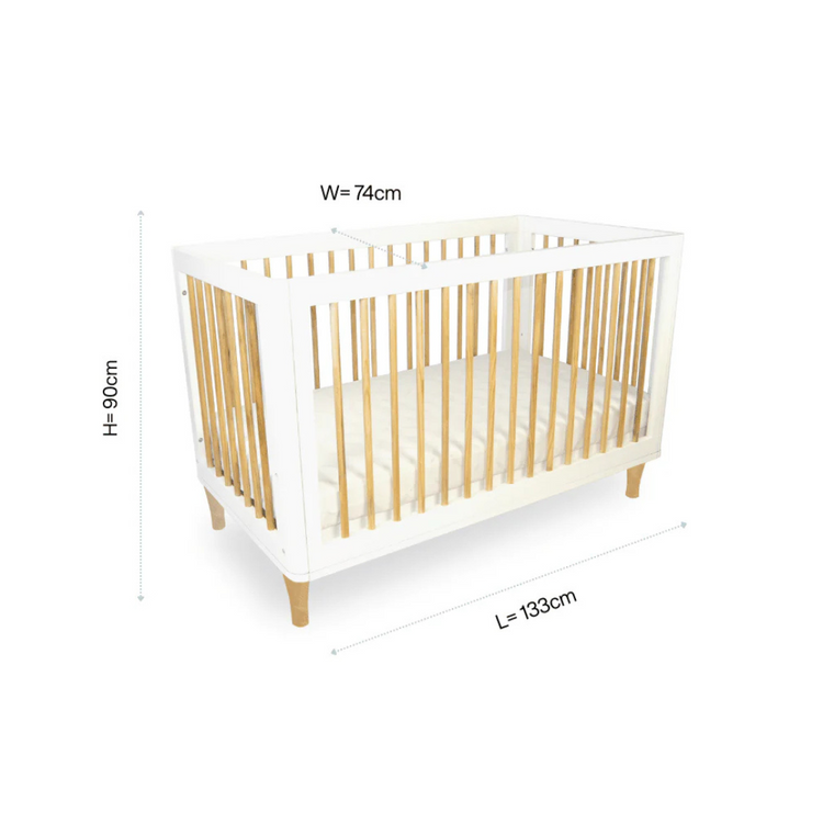 Babyhood Riya Cot - Beech & White ( Newborn to 5 years old )