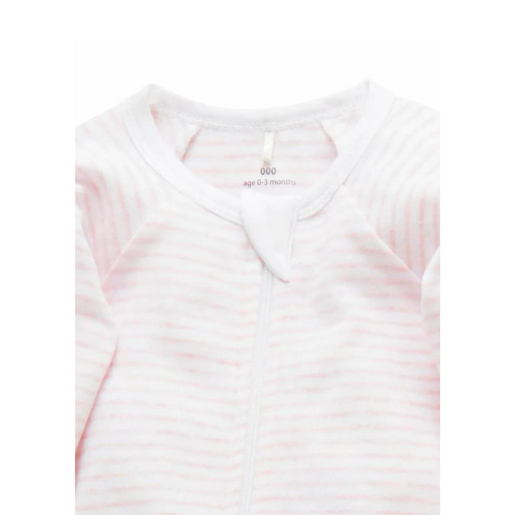 Purebaby 2 Pack Organic Sleepsuit - Pale Pink Set (Polka Dot and Stripe)