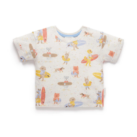 Purebaby Organic Kids Surfing Dogs Relaxed Tee