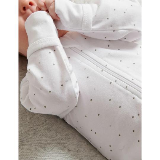 Purebaby Organic 2 Pack Zip Growsuit - Pale Grey set (polka dot and stripe)