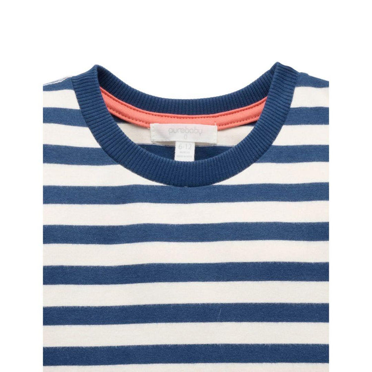 Purebaby Organic Marine Stripe Print Heavy Weight Oversized Tee