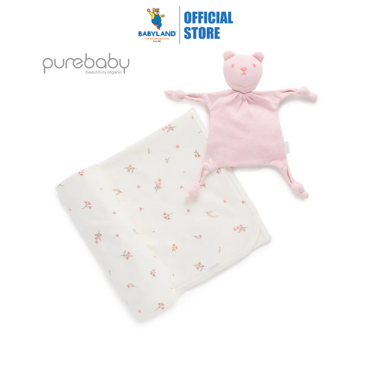 Purebaby Organic Bunny Rug & Snookie Pack Vanilla Blossom