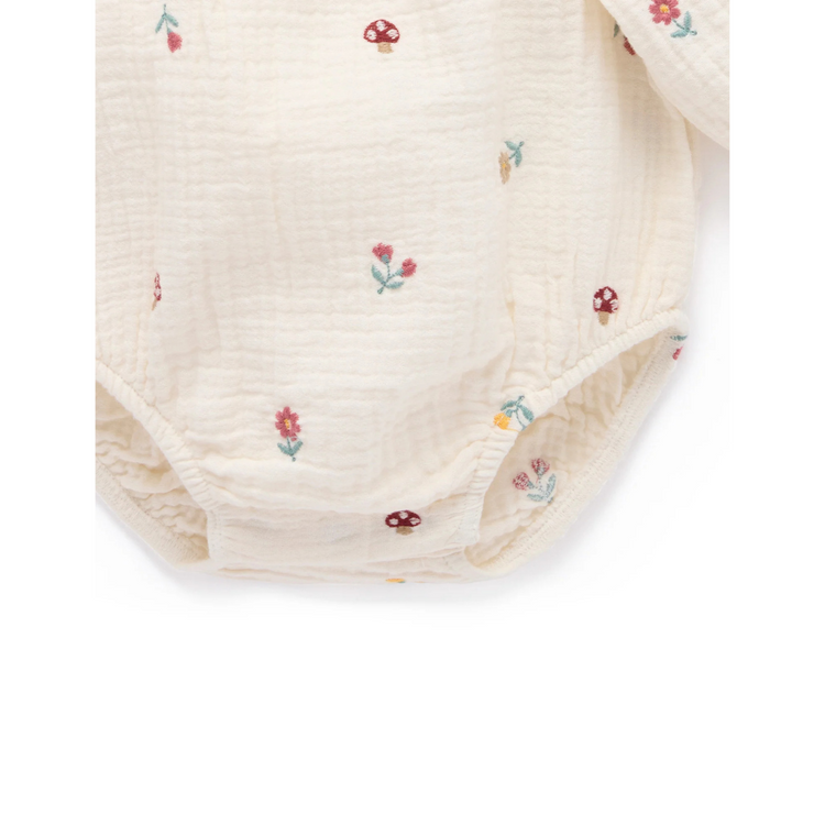 Purebaby Organic Forest Embroidered Bodysuit - Forest Broderie Print