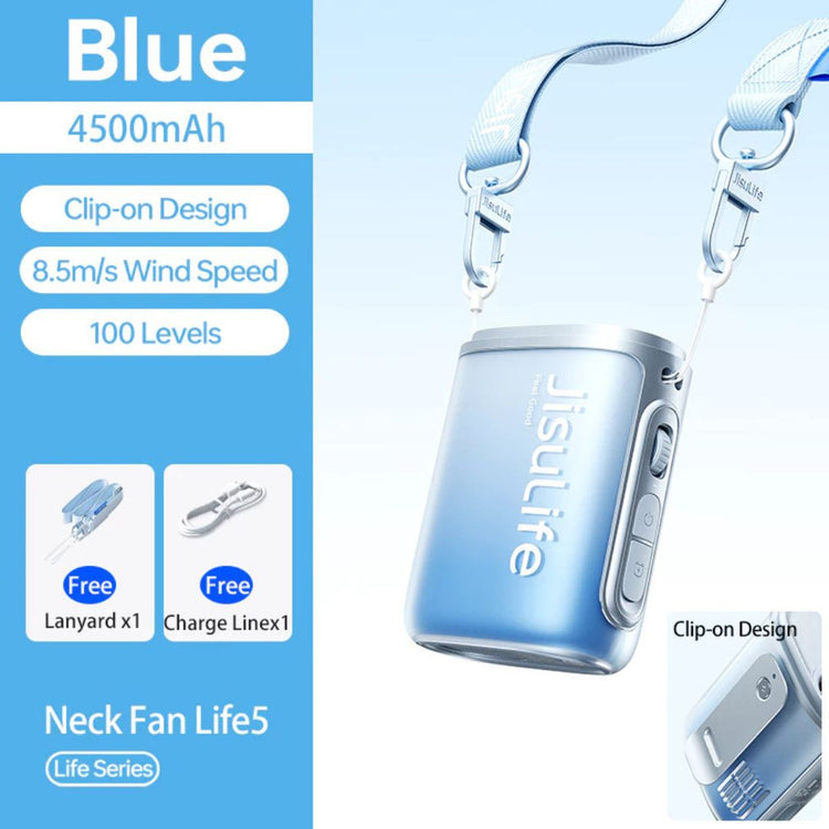 JisuLife Mini Neck Fan Life5 (4500mAh) | Battery 100 Gears Strong Wind Portable Mini Fan