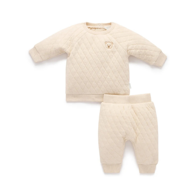Purebaby Organic Quilted Track Set - Wheat Melange