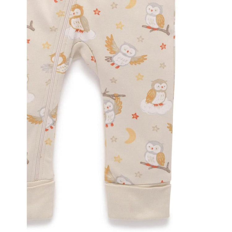Purebaby Organic Owl Dreams Print Thick Pyjama Sleep Growsuit