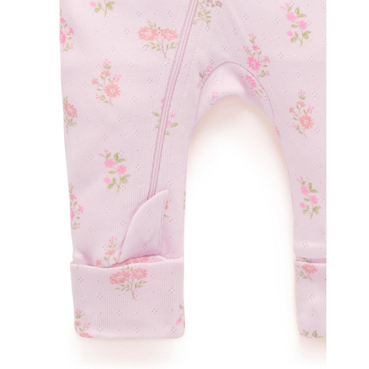 Purebaby Organic Floral Printed Zip Growsuit Aster Print