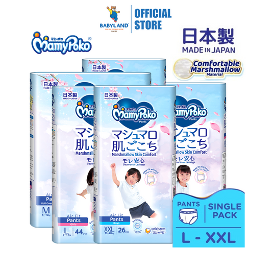 MamyPoko Air Fit Marshmallow Pants Super Premium Baby Diapers [BOY/GIRL] M58/L44/XL38/XXL26