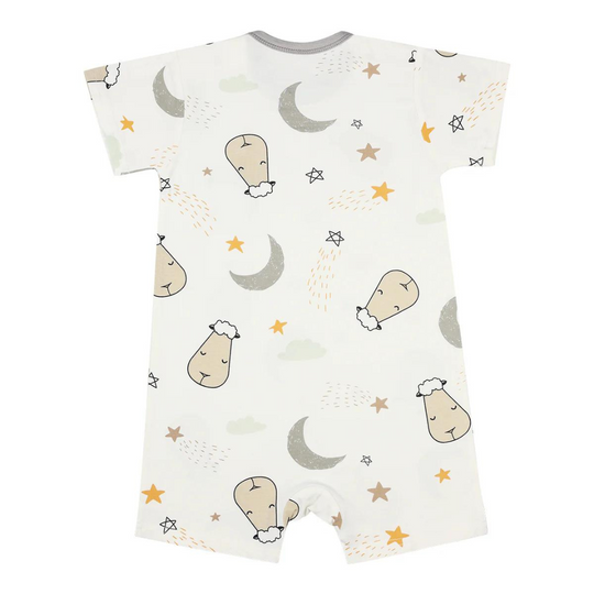 Baa Baa Sheepz Romper Short Sleeve Goodnight Baa Baa White