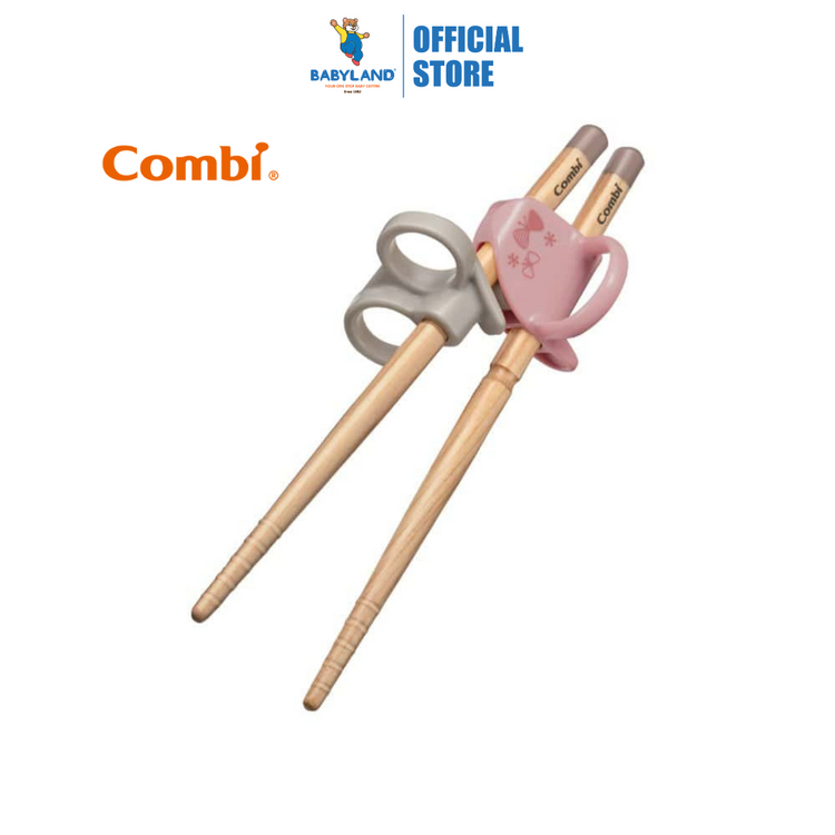Combi Baby Education Chopsticks Wood Right Hand - Pink