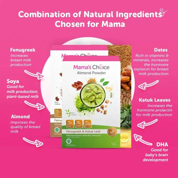 Mama's Choice Almond Milk Powder - Chocolate | Natural Maternity Milk Powder with DHA for Breastfeeding