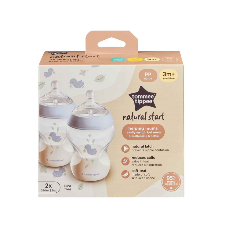 Tommee Tippee Natural Start PP Bottle 260ml - 2 Pack (Blue)