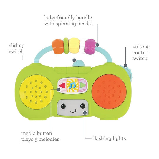 Infantino Music & Light Pretend Mini Boombox  (6M+)