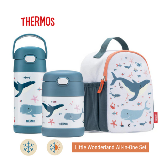 THERMOS Little Wonderland All-in-One Set - Straw Tumbler (350ml) + Food Jar (290ml) + Mini Backpack