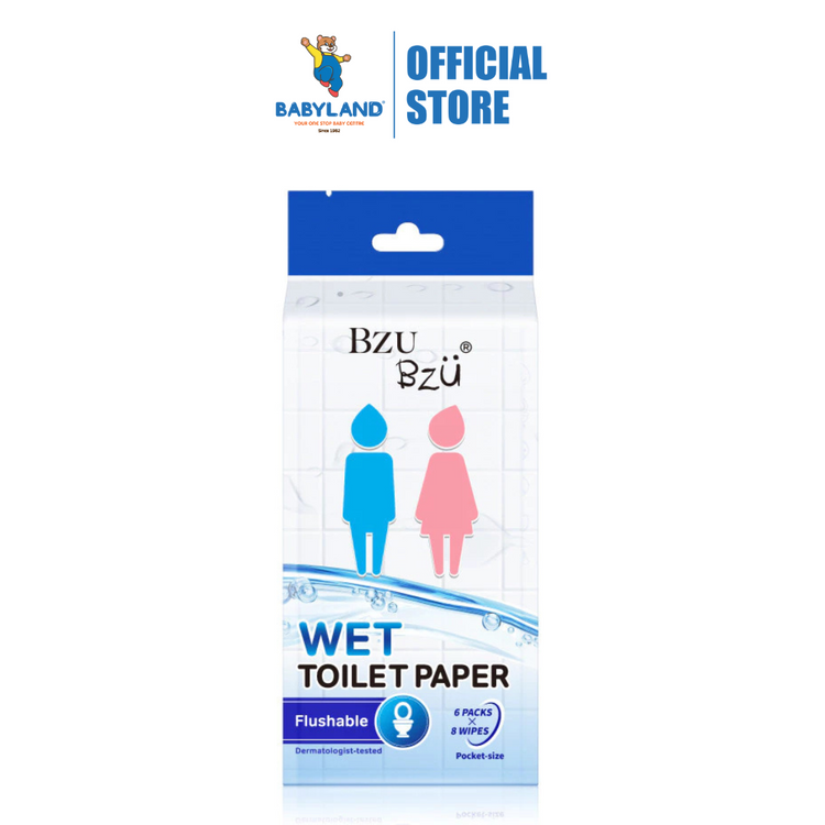 BZU BZU Wet Toilet Paper (6 Packs x 8 Wipes)