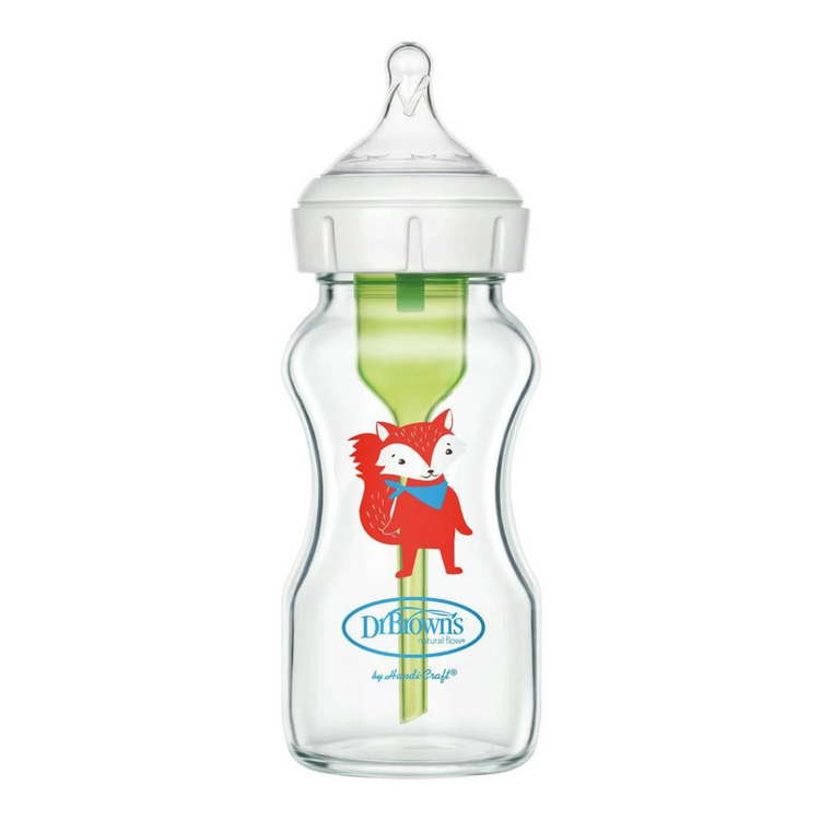 Dr Brown's Options+ Glass Wide-Neck Bottle with Level 3 Teat (270mL) - Fox