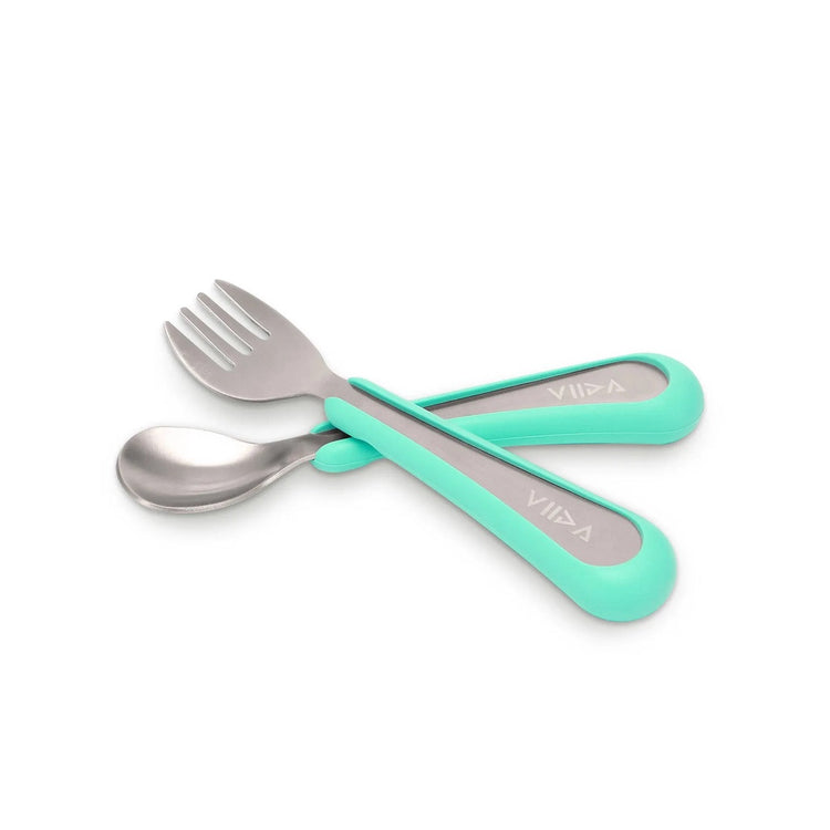 Viida Souffle Antibaterial Stainless Steel Fork & Spoon (S)