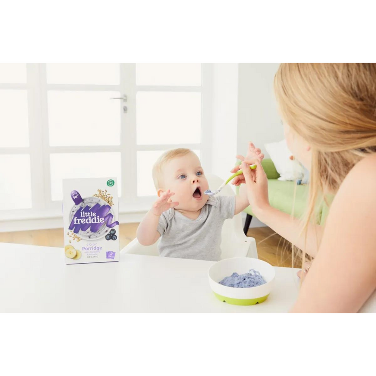 Little Freddie Organic Baby Porridge 2*80g (6-7m+)Baby Rice, 7 Grain with Blueberry