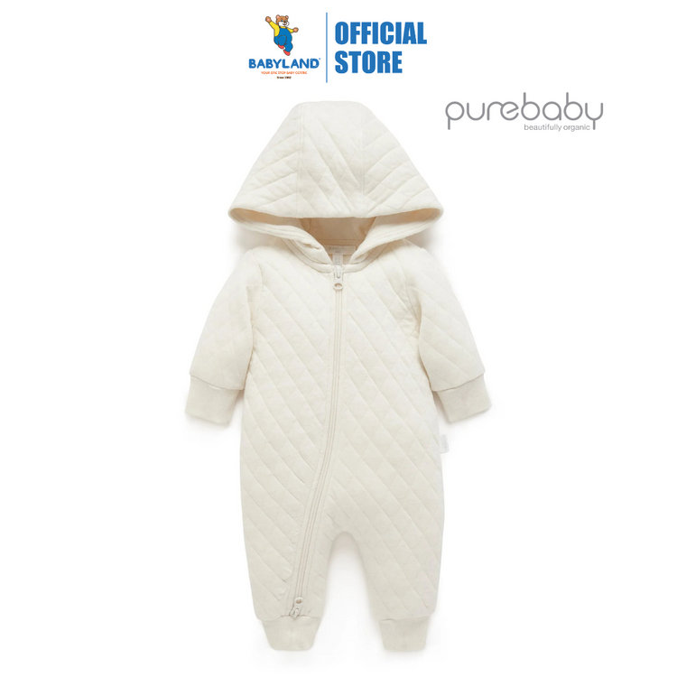 Purebaby Organic Quilted Growsuit - Wheat Melange