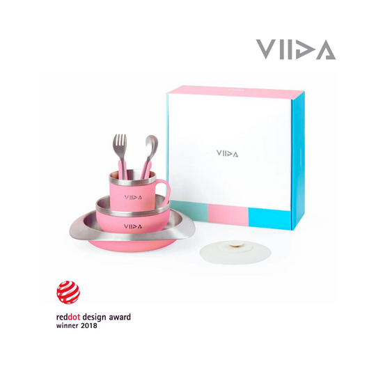 Viida Soufflé Antibacterial Stainless Steel Tableware Set with Suction Pad (EU)