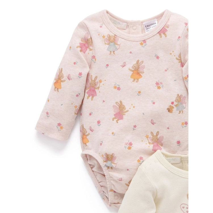 Purebaby Organic Bodysuit Little Fairies Print 2 Pack