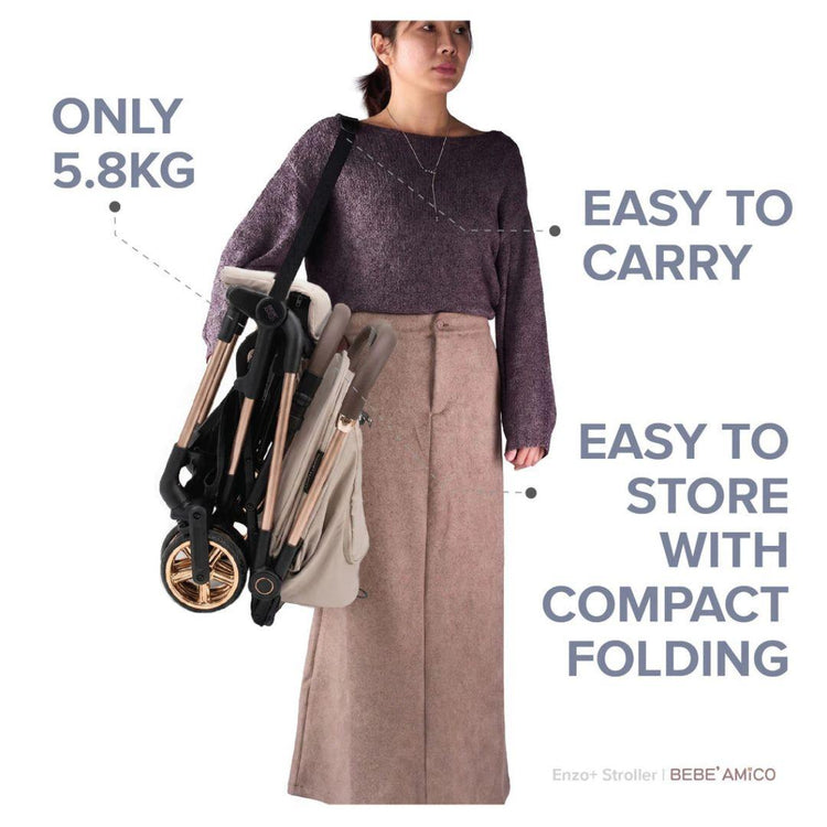 Bebe Amico Enzo+ Lightweight One Way Facing Stroller (5.8kg) - Suitable from Newborn to 22kg