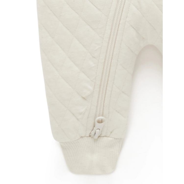 Purebaby Organic Quilted Growsuit - Wheat Melange