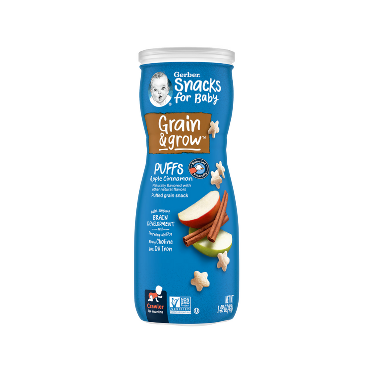 Gerber Puffs 42g - (8m+) SweetPotato/ Strawberry/ AppleVanilla/ AppleCinnamon/ PeachBanana/ Blueberry