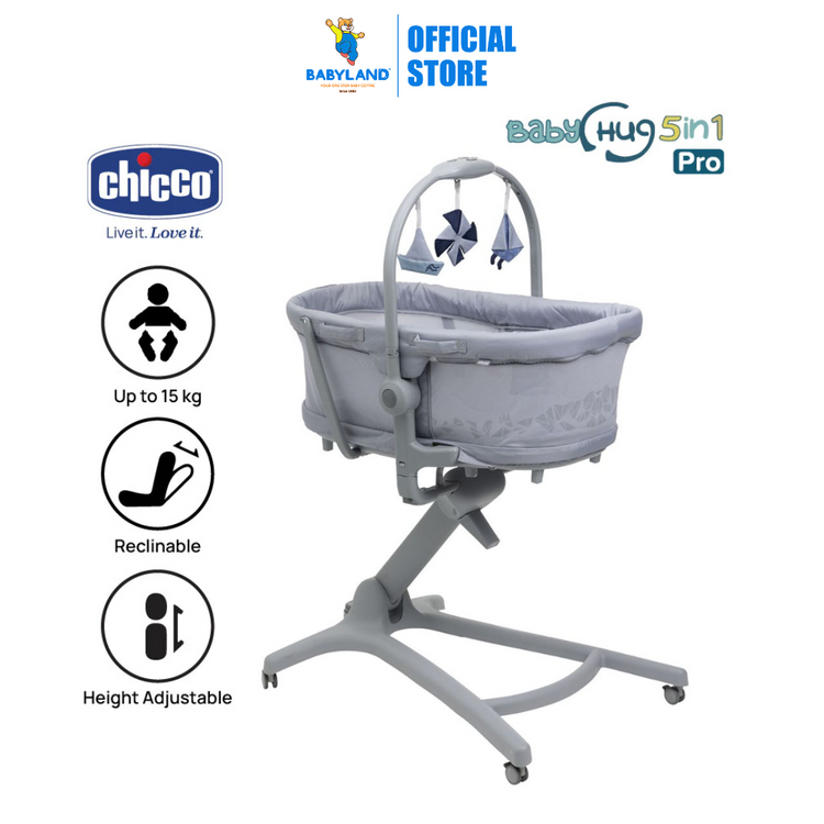 Chicco Baby Hug 5in1 Pro Baby Crib - Earl Grey | Adjustable Height