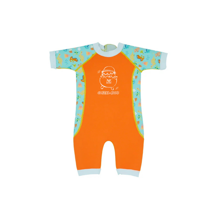 Cheekaaboo Warmiebabes Baby & Toddler Thermal Swimsuit UPF50+ Orange Dino