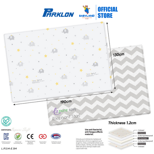 Parklon PVC LA Pure Soft Mat (Double Sided) - 130X190X1.2 Elephant Star