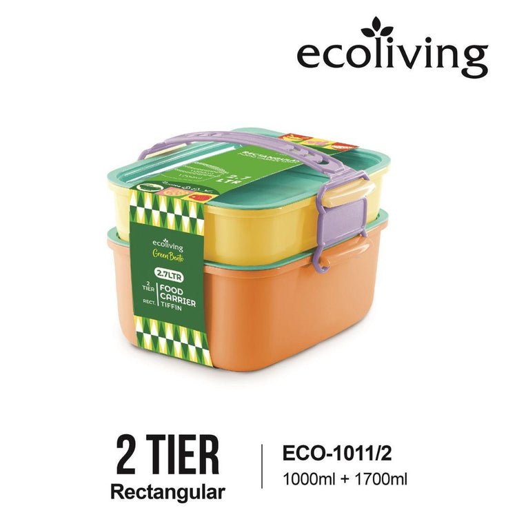 EE JIA Ecoliving 2-Tier Rectangular Food Container (ECO-1011/2) (Random Colour)