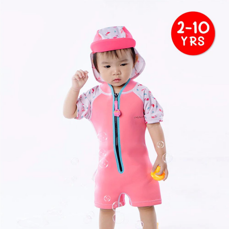 Cheekaaboo Wobbie Toddler Thermal Swimsuit UPF50+ Pink Flamingo