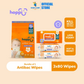 [Upgraded Formula] Hoppi Baby Antibacterial Wipes (80 Wipes x 3 Packs)