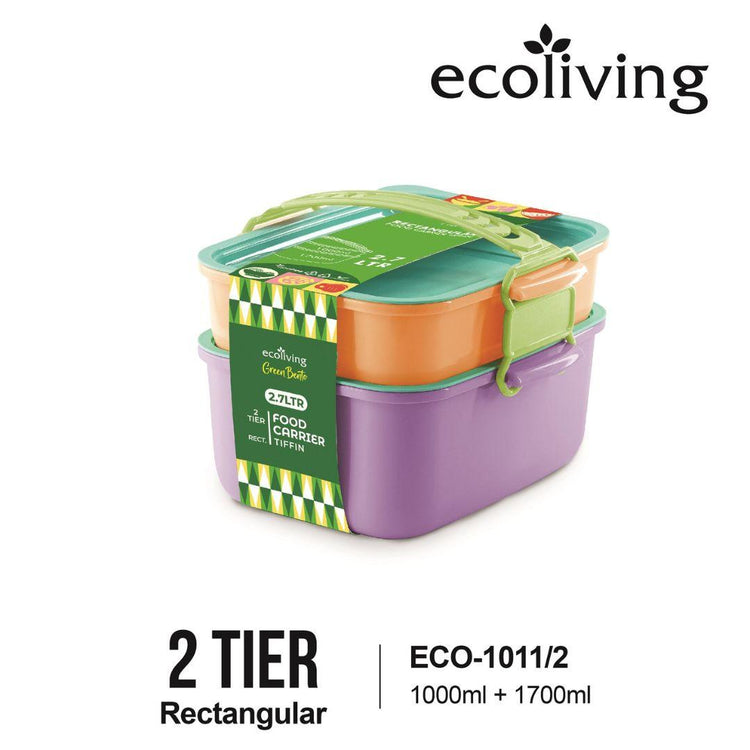 EE JIA Ecoliving 2-Tier Rectangular Food Container (ECO-1011/2) (Random Colour)