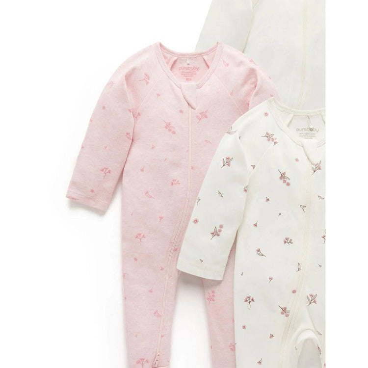 Purebaby Organic Vanilla Blossom Print 4 pack Sleepsuit