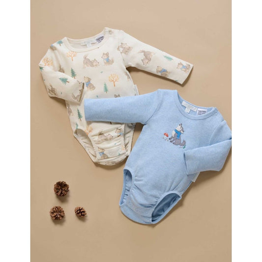 Purebaby Organic Bodysuit Wolf Cub Print 2 Pack