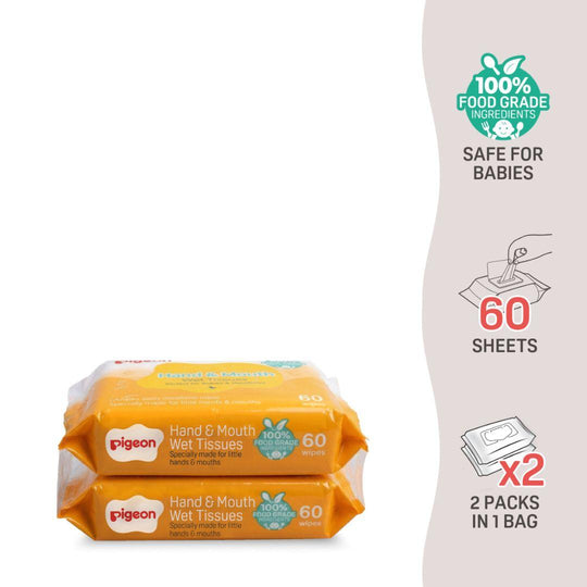 Pigeon Hand & Mouth Wet Tissues (60's x 2)