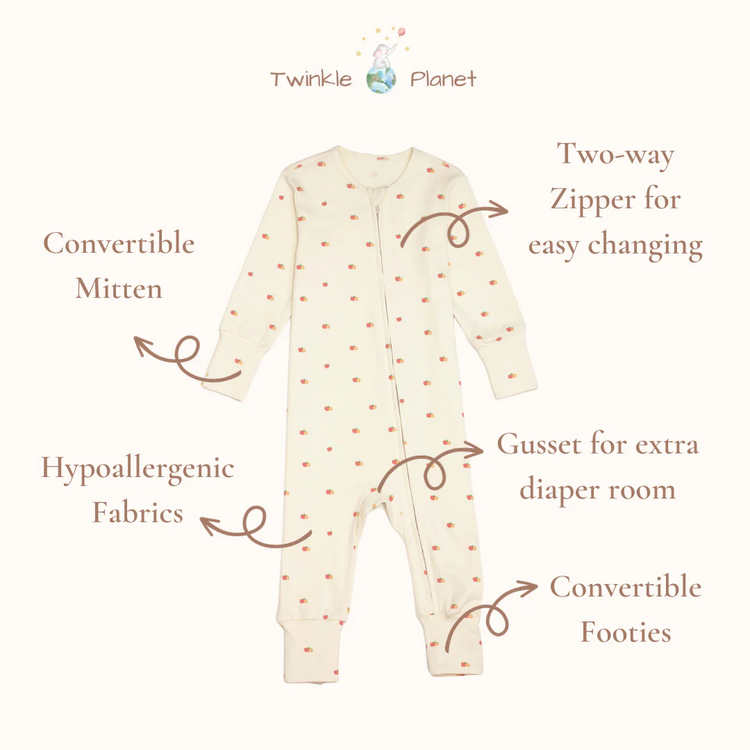 Twinkle Planet Organic Onepiece Pyjamas - Apple & Orange