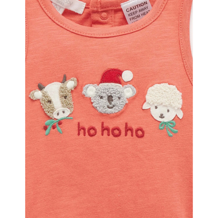 Purebaby Organic Koala Santa Bodysuit Vintage Red