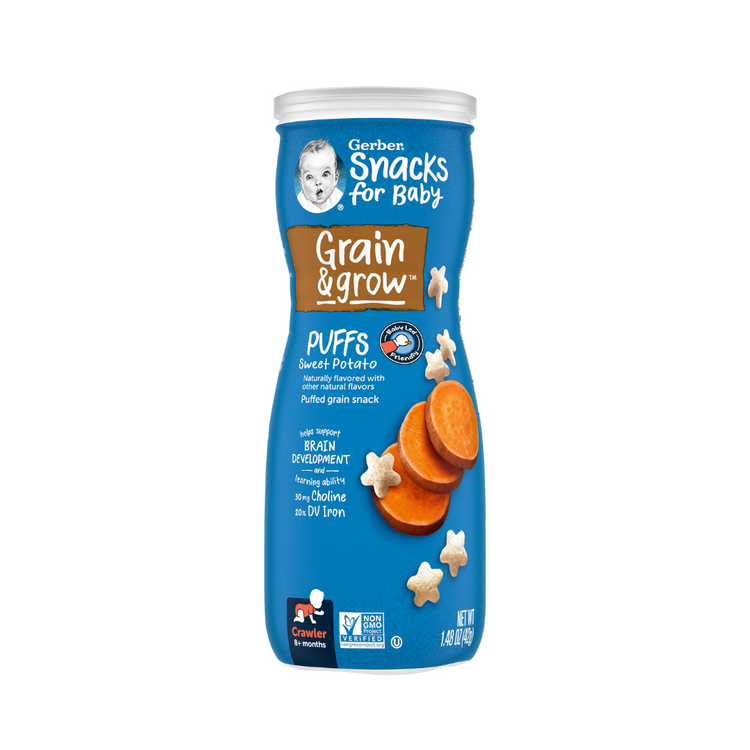 Gerber Puffs 42g - (8m+) SweetPotato/ Strawberry/ AppleVanilla/ AppleCinnamon/ PeachBanana/ Blueberry