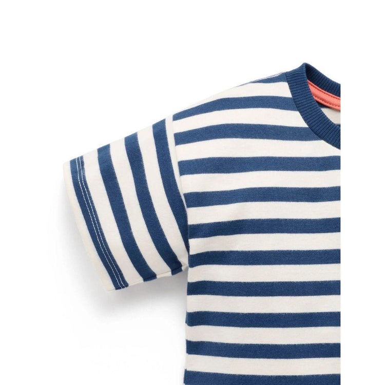 Purebaby Organic Marine Stripe Print Heavy Weight Oversized Tee