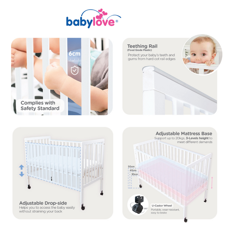 Babylove Solid Wood Cot ( 120x60cm )