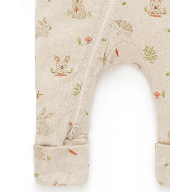 Purebaby Organic Printed Zip Growsuit Bunny Print