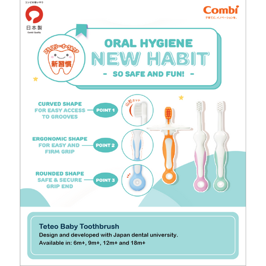 Combi Teteo Baby Toothbrush Step 4 [Blue, Pink] (18M+)