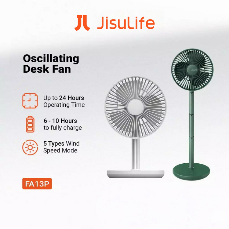 JisuLife Oscillating Desk Upgraded Version Expandable Fan FA13P (8000mAh)