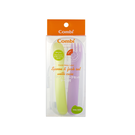 Combi Baby Label Spoon & Fork Set With Case (12m+)