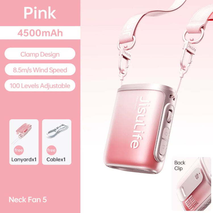 JisuLife Mini Neck Fan Life5 (4500mAh) | Battery 100 Gears Strong Wind Portable Mini Fan