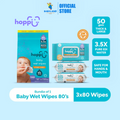 [Upgraded Formula] Hoppi Premium 99% Baby Water Wipes (80s' x 3)
