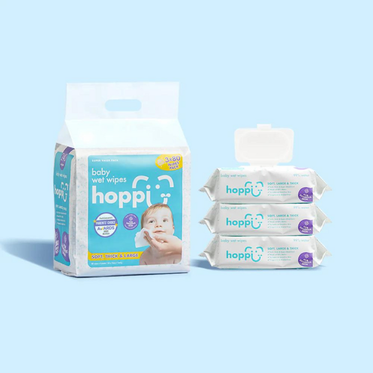 Hoppi Baby Wet Wipes (80s' x 3)